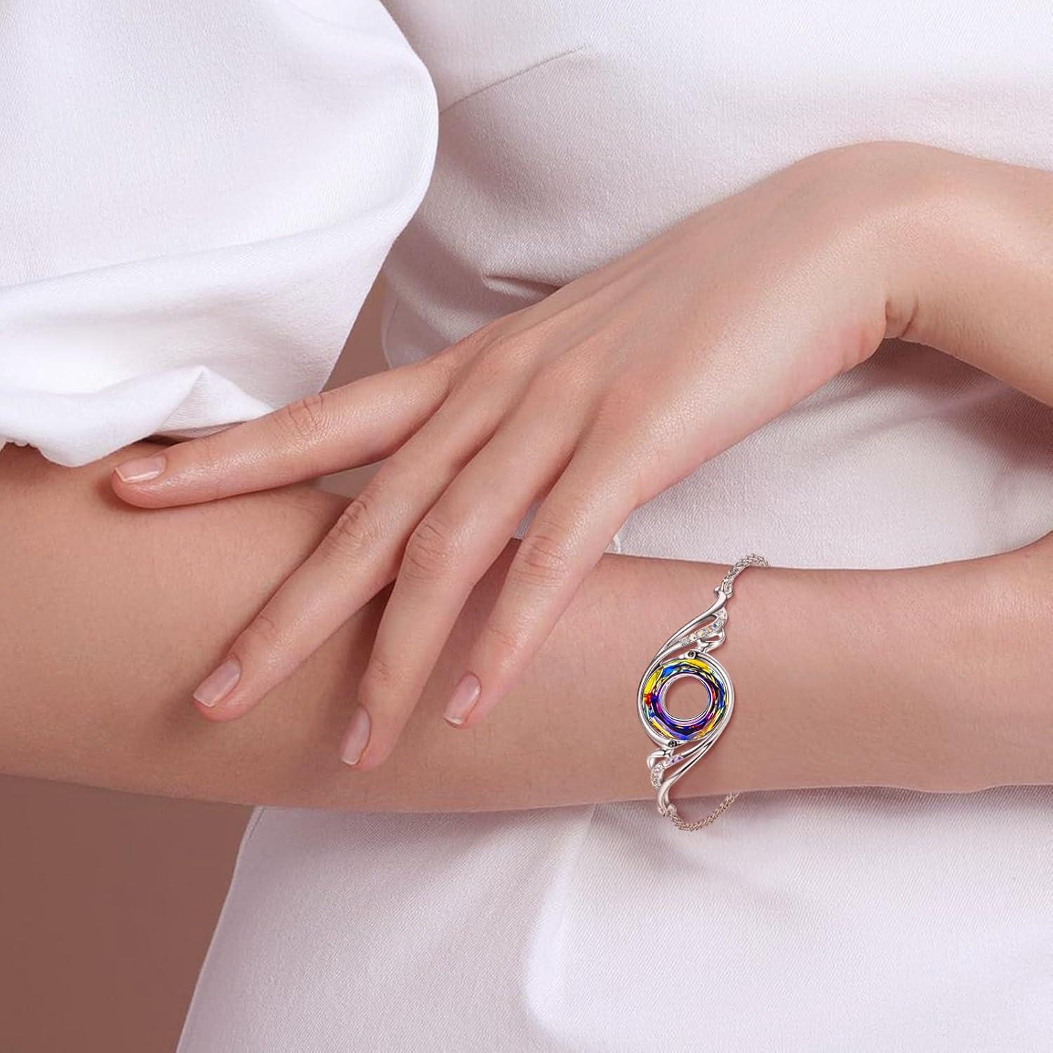 imageKate Lynn  Rise From the Ashes Phoenix Bracelet Made with Crystals from Austria Adjustable Slider Bracelet for Women Packaged with Jewelry Box Birthday Gift for Women Symbol of Luck and RenewalVolcano  Sterling Silver