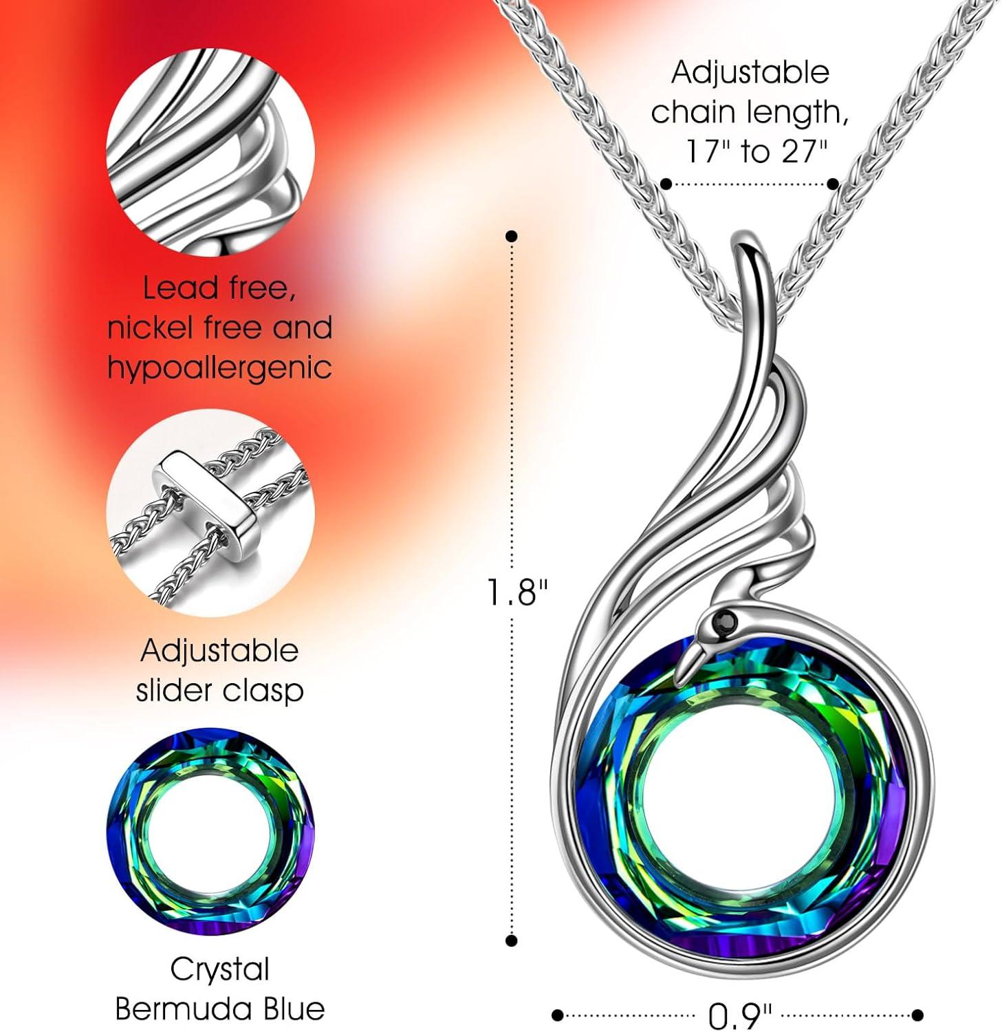 imageKate Lynn Rise From the Ashes Phoenix Necklaces for Men Women 1827 Inch Adjustable Necklace Ideal Birthday Gift Christmas Gift for Men Women Symbol of Luck and RenewalBermuda Blue
