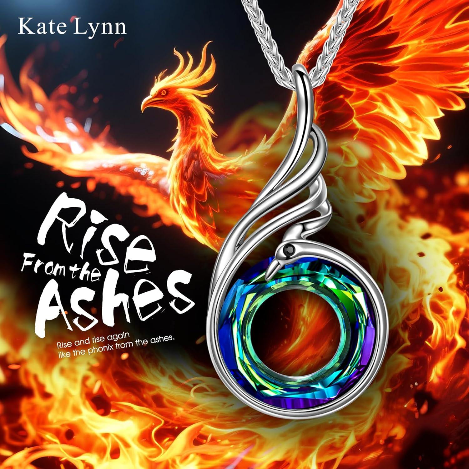 imageKate Lynn Rise From the Ashes Phoenix Necklaces for Men Women 1827 Inch Adjustable Necklace Ideal Birthday Gift Christmas Gift for Men Women Symbol of Luck and RenewalBermuda Blue