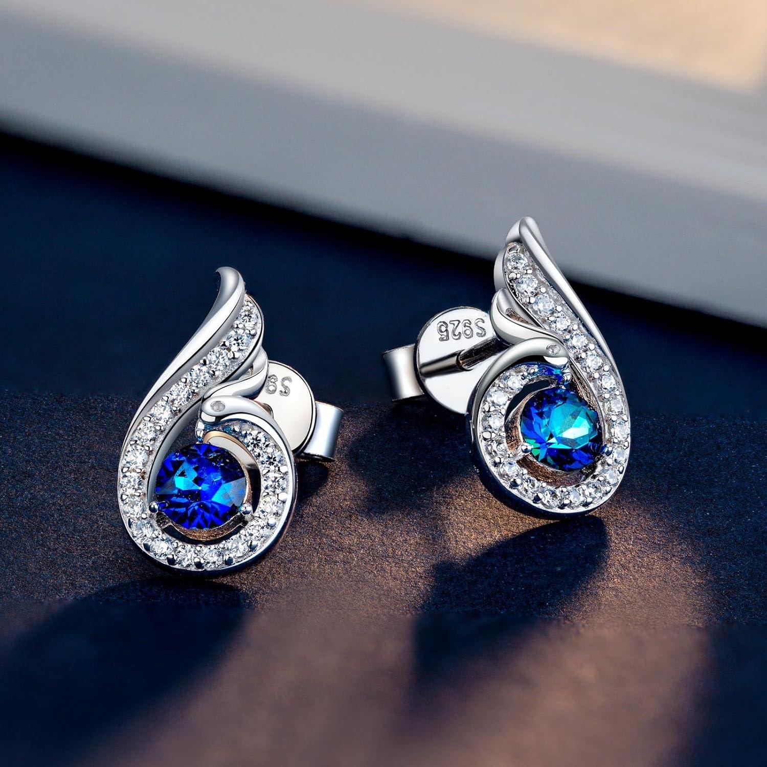 imageKate Lynn Rise From the Ashes Sterling Silver Phoenix Earrings Stud Earrings with Crystals from Austria Packaged with Jewelry Box Birthday Gifts for Women Symbol of Luck and RenewalBlue