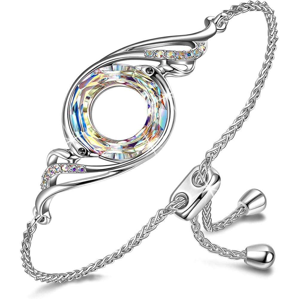 imageKate Lynn Rise From the Ashes Phoenix Bracelet Made with Crystals from Austria Adjustable Slider Bracelet for Women Packaged with Jewelry Box Birthday Gift for Women Symbol of Luck and RenewalAurore Boreale