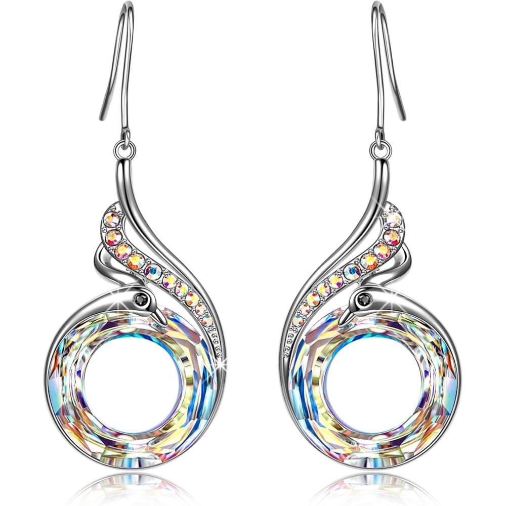 imageKate Lynn Rise From the Ashes Phoenix Earrings Sterling Silver Dangle Earrings with Crystals from Austria Birthday Gift with Jewelry Box Symbol of Luck and RenewalAurore Boreale
