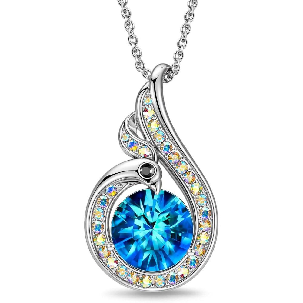 imageKate Lynn Rise From the Ashes Phoenix Necklaces for Women White Gold Plated Crystal Jewelry Birthday Gift for Women Symbol of Luck and Renewal 182 inch Packaged with Jewelry BoxCrystal Light Sapphire  Sterling Silver