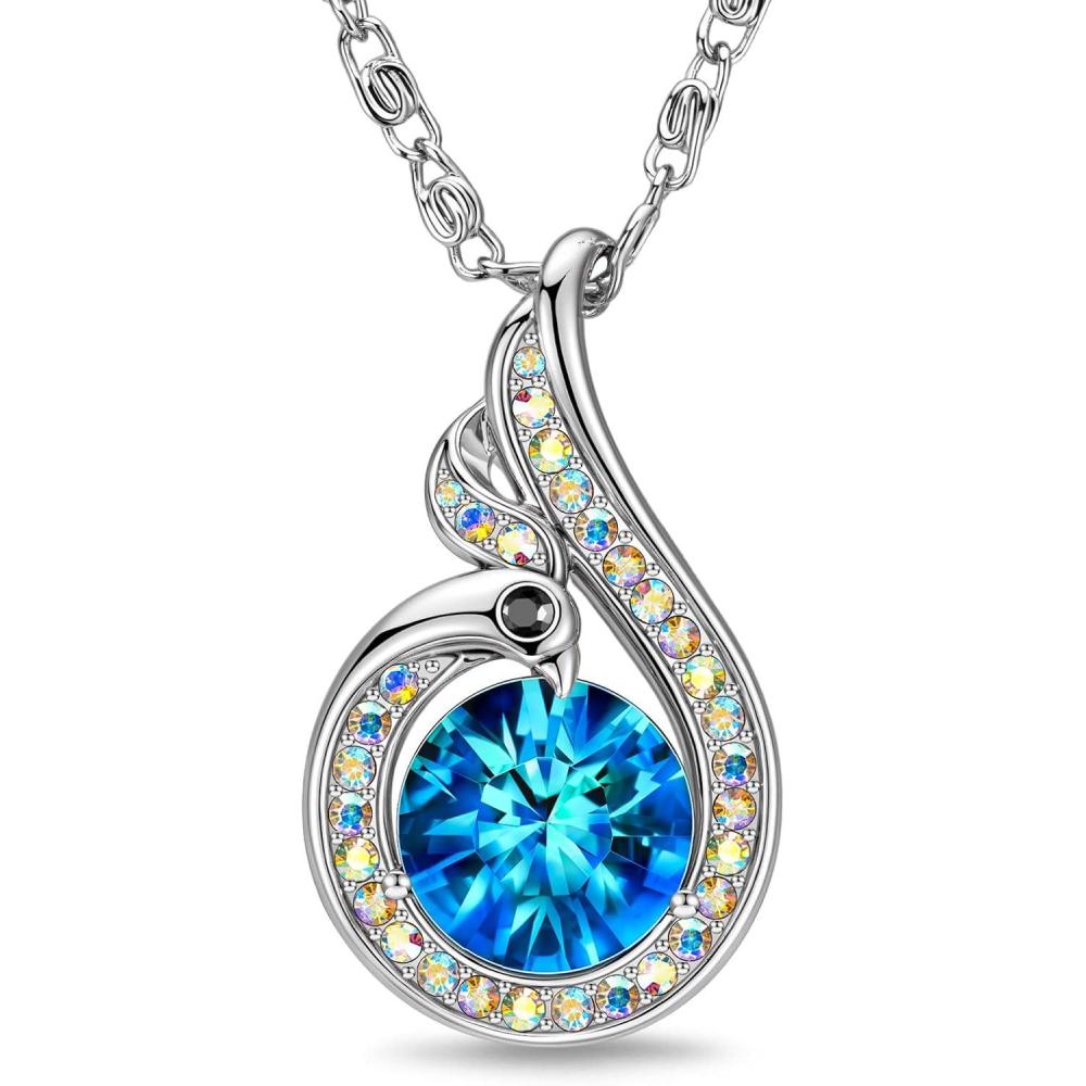 imageKate Lynn Rise From the Ashes Phoenix Necklaces for Women White Gold Plated Crystal Jewelry Birthday Gift for Women Symbol of Luck and Renewal 182 inch Packaged with Jewelry BoxCrystal Light Sapphire