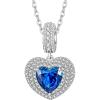 imageKate Lynn Eternal Love Heart Necklaces for Women White Gold Plated SilverBrass with Iceflower Zircons Birthday amp Anniversary Jewelry Gifts for HerSilver  Sapphire Blue