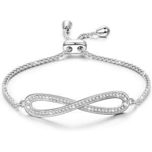 Kate Lynn ♥ Endless Love Infinity Bracelet, Adjustable Slider Bracelet for Women, Packaged with Jewelry Box, Birthday Gift Anniversary Jewelry Gift for Women, Symbol of Love(Infinity Bracelet)