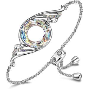 Kate Lynn ♥ Rise From the Ashes Phoenix Bracelet Made with Crystals from Austria, Adjustable Slider Bracelet for Women, Packaged with Jewelry Box, Birthday Gift for Women, Symbol of Luck and Renewal(Aurore Boreale)