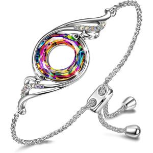 Kate Lynn ♥ Rise From the Ashes Phoenix Bracelet Made with Crystals from Austria, Adjustable Slider Bracelet for Women, Packaged with Jewelry Box, Birthday Gift for Women, Symbol of Luck and Renewal(Iridescence)