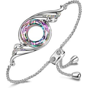 Kate Lynn ♥ Rise From the Ashes Phoenix Bracelet Made with Crystals from Austria, Adjustable Slider Bracelet for Women, Packaged with Jewelry Box, Birthday Gift for Women, Symbol of Luck and Renewal(Purple Light)