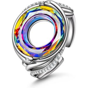 Kate Lynn “Rise From the Ashes Adjustable Phoenix Rings Made with Crystals from Austria, Packaged with Jewelry Box, Birthday Gift Christmas Gift for Women, Symbol of Luck and Renewal(Volcano)