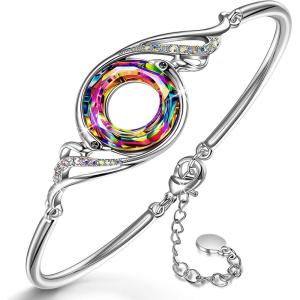 Kate Lynn “Rise From the Ashes” Phoenix Bracelet Made with Crystals from Austria, Adjustable Bangle Bracelet for Women 7″+2″, Packaged with Jewelry Box, Birthday Gift for Women, Symbol of Luck and Renewal(Iridescence)