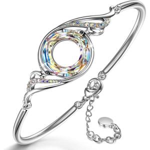 Kate Lynn “Rise From the Ashes” Phoenix Bracelet Made with Crystals from Austria, Adjustable Bangle Bracelet for Women 7″+2″, Packaged with Jewelry Box, Birthday Gift for Women, Symbol of Luck and Renewal(Aurore Boreale)