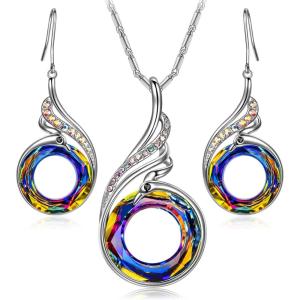 Kate Lynn “Rise From the Ashes” Phoenix Earrings & Necklace Set, Symbol of Luck and Renewal