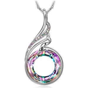Kate Lynn “Rise From the Ashes Phoenix Necklace Made with Crystals from Austria, 18″+2” Necklace, Packaged with Jewelry Box, Birthday Gift for Women, Symbol of Luck and Renewal(Purple Light)