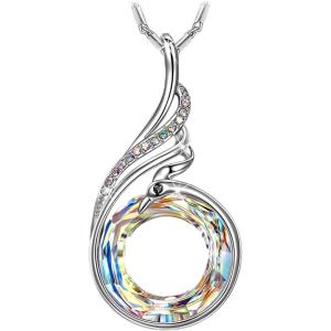 Kate Lynn “Rise From the Ashes Phoenix Necklace Made with Crystals from Austria, 18″+2” Necklace, Packaged with Jewelry Box, Birthday Gift for Women, Symbol of Luck and Renewal(Aurore Boreale)