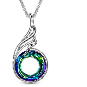 Kate Lynn “Rise From the Ashes” Phoenix Necklaces for Men Women, 18~27 Inch Adjustable Necklace, Ideal Birthday Gift Christmas Gift for Men Women, Symbol of Luck and Renewal(Bermuda Blue)