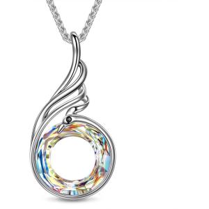 Kate Lynn “Rise From the Ashes” Phoenix Necklaces for Men Women, 18~27 Inch Adjustable Necklace, Ideal Birthday Gift Christmas Gift for Men Women, Symbol of Luck and Renewal(Aurore Boreale)