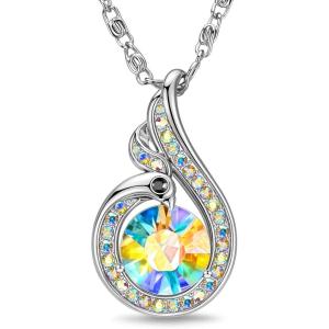 Kate Lynn Rise From the Ashes Phoenix Necklaces for Women, White Gold Plated Crystal Jewelry, Birthday Gift for Women, Symbol of Luck and Renewal, 18+2 inch, Packaged with Jewelry Box(Crystal Aurore Boreale)