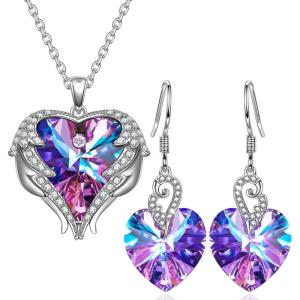 Kate Lynn Angel Wing Necklace & Earrings Set, Packaged with Jewelry Box, Birthday Gift Anniversary Jewelry Gift for Women, Symbol of Love, Beauty and Guardian
