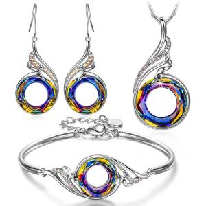 Kate Lynn “Rise From the Ashes” Phoenix Earrings Necklace Bracelet Jewelry Set, Symbol of Luck and Renewal