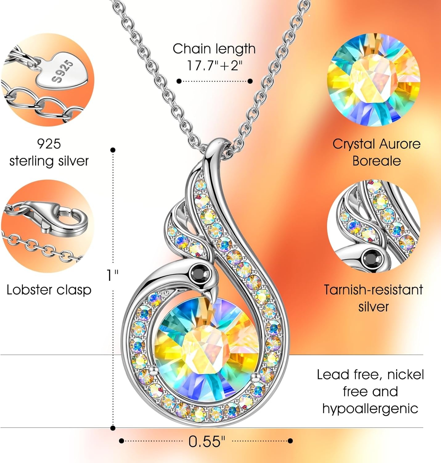 image:imageKate Lynn Birthstone Rise From the Ashes Phoenix Necklaces for Women White Gold Plated amp Crystals from Austria Birthday Gift for Women Symbol of Luck and RenewalSterling Silver09SepSapphire