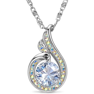 Kate Lynn Birthstone Rise From the Ashes Phoenix Necklaces for Women, White Gold Plated & Crystals from Austria, Birthday Gift for Women, Symbol of Luck and Renewal(04-Apr-Diamond)