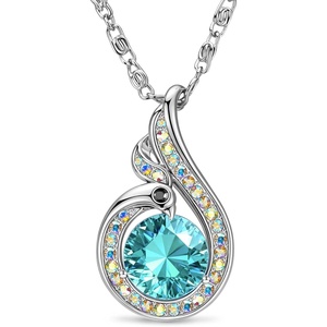 Kate Lynn Birthstone Rise From the Ashes Phoenix Necklaces for Women, White Gold Plated & Crystals from Austria, Birthday Gift for Women, Symbol of Luck and Renewal(12-Dec-Turquoise)
