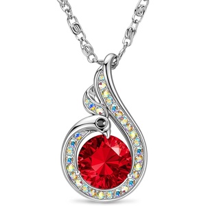 Kate Lynn Birthstone Rise From the Ashes Phoenix Necklaces for Women, White Gold Plated & Crystals from Austria, Birthday Gift for Women, Symbol of Luck and Renewal(01-Jan-Garnet Red)