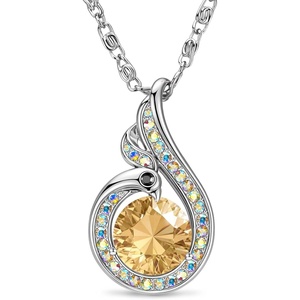 Kate Lynn Birthstone Rise From the Ashes Phoenix Necklaces for Women, White Gold Plated & Crystals from Austria, Birthday Gift for Women, Symbol of Luck and Renewal(11-Nov-Golden Phantom)