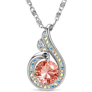 Kate Lynn Birthstone Rise From the Ashes Phoenix Necklaces for Women, White Gold Plated & Crystals from Austria, Birthday Gift for Women, Symbol of Luck and Renewal(07-Jul-Rose-Red)
