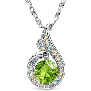 Kate Lynn Birthstone Rise From the Ashes Phoenix Necklaces for Women, White Gold Plated & Crystals from Austria, Birthday Gift for Women, Symbol of Luck and Renewal(08-Aug-Peridot)