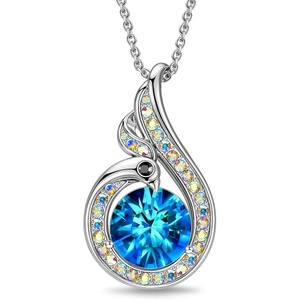 Kate Lynn Birthstone Rise From the Ashes Phoenix Necklaces for Women, White Gold Plated & Crystals from Austria, Birthday Gift for Women, Symbol of Luck and Renewal(Sterling Silver-06-Jun-Moonstone)