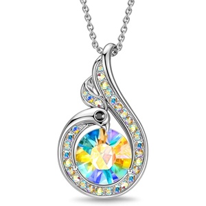 Kate Lynn Birthstone Rise From the Ashes Phoenix Necklaces for Women, White Gold Plated & Crystals from Austria, Birthday Gift for Women, Symbol of Luck and Renewal(Sterling Silver-09-Sep-Sapphire)