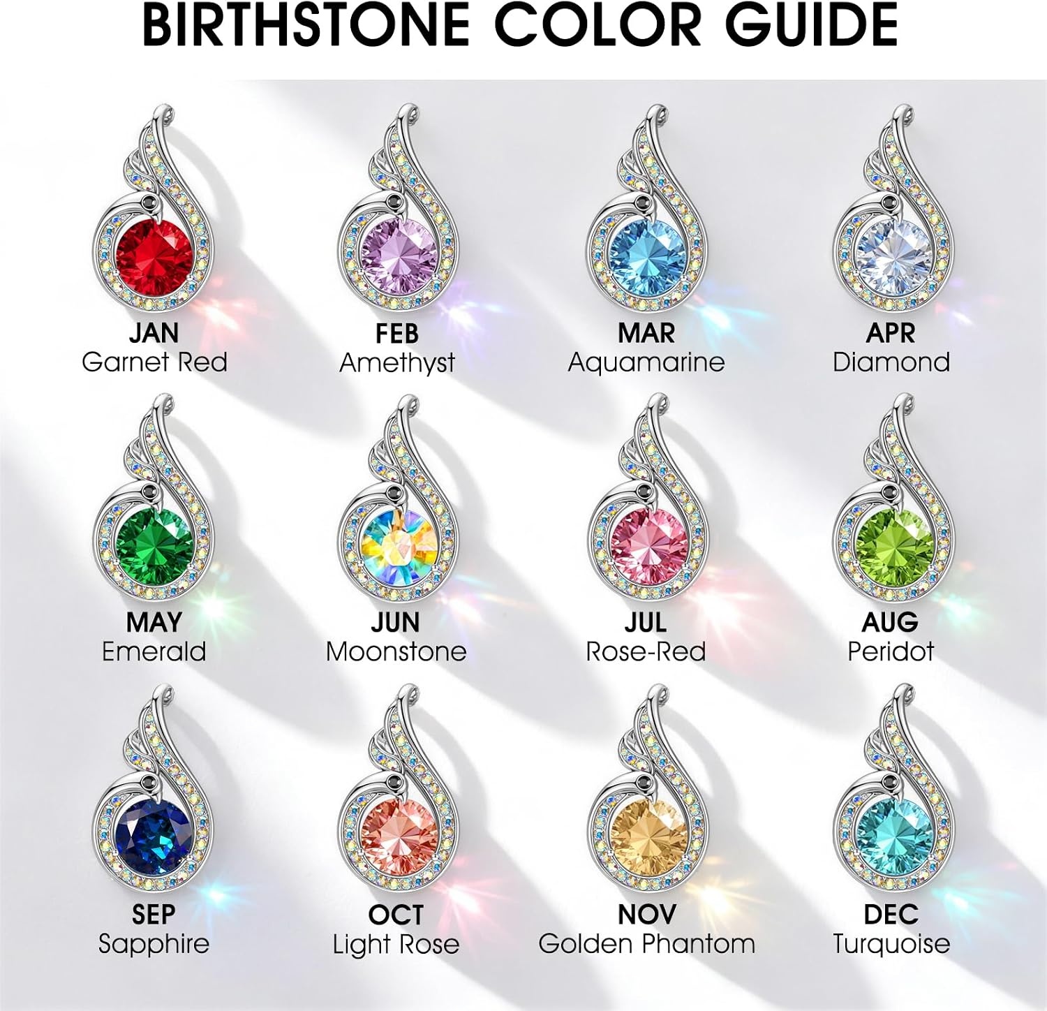 image:imageKate Lynn Birthstone Rise From the Ashes Phoenix Necklace for WomenOctLight Rose